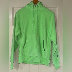 Champion Unisex Lime Green Reverse Weave Hoodie Size Small
